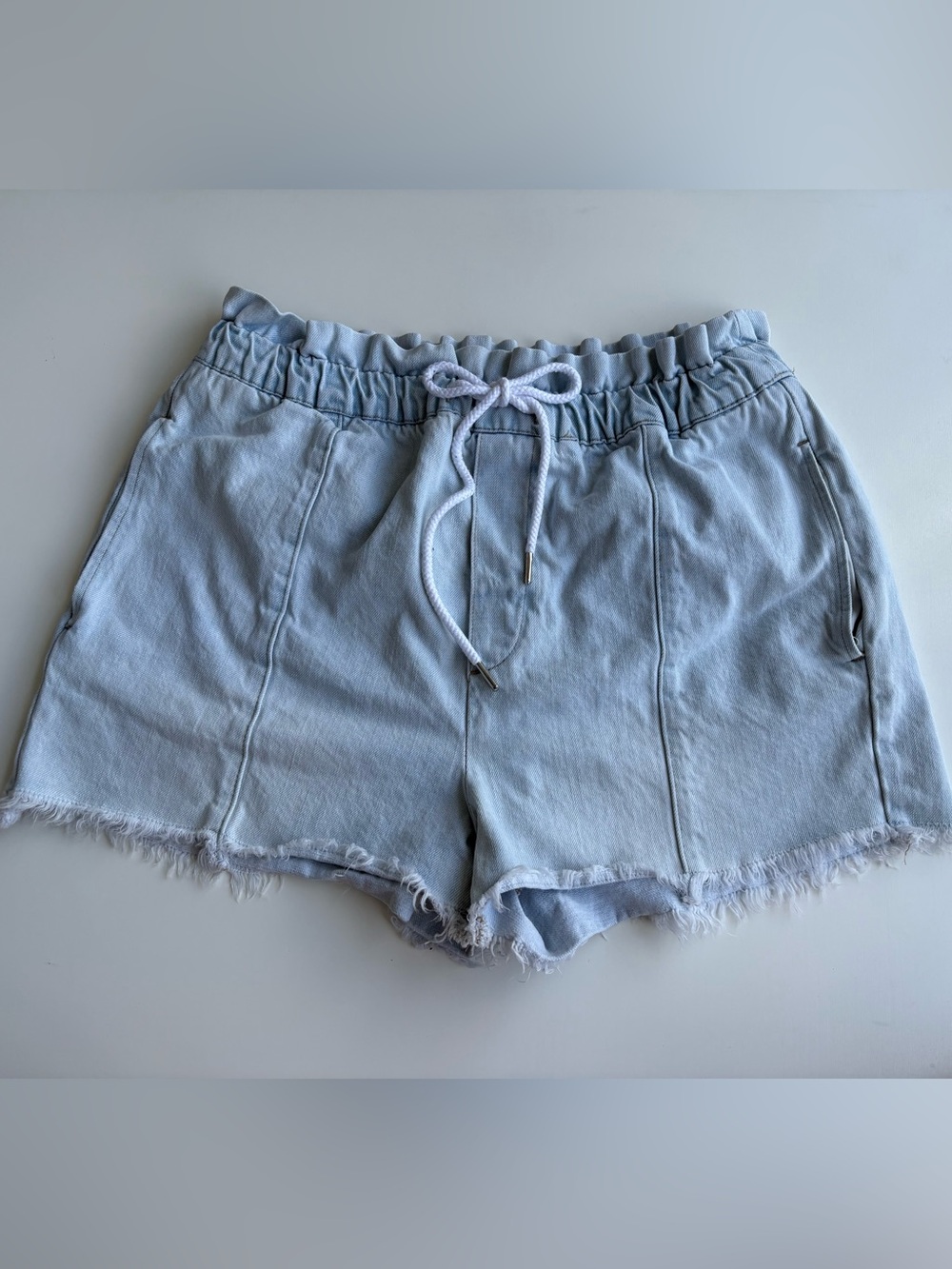 pistola Light Blue High-Waist Drawstring Shorts. Size large